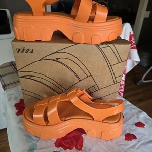 Melissa Chunky Orange Sandals.